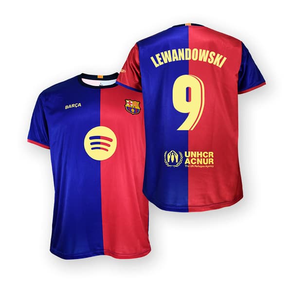 Fc Barcelona Fc Barcelona 24/25 9 Lewanddowski T-shirt Med Korte ærmer Til Hjemmet  S