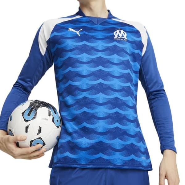 OM Maillot Prématch långärmad Blå Herr Puma 2023/24