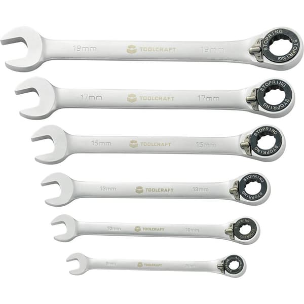 TOOLCRAFT 824124 U-ring-blocknyckelset, 6 delar Nyckelvidd (Metrisk) (för titel) 8 - 19 mm