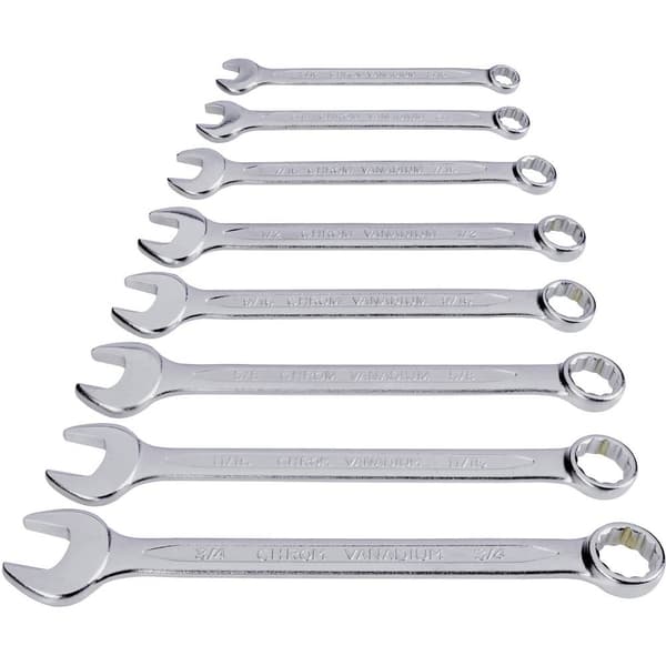 TOOLCRAFT 815082 Ringskruvnyckelsats 8 delar Nyckelvidd (Metrisk) (för titel) 8 - 19 mm Nyckelvidd (Tum) (för titel) 1/