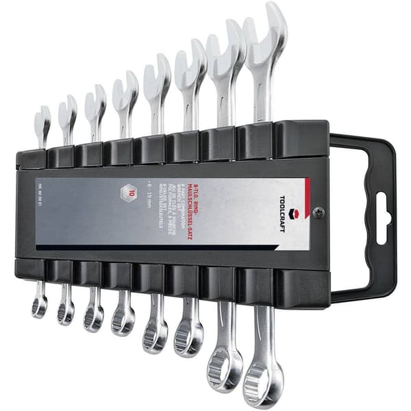 TOOLCRAFT 820901 Ringskruvnyckelsats 8 delar Nyckelvidd (Metrisk) (för titel) 8 - 19 mm