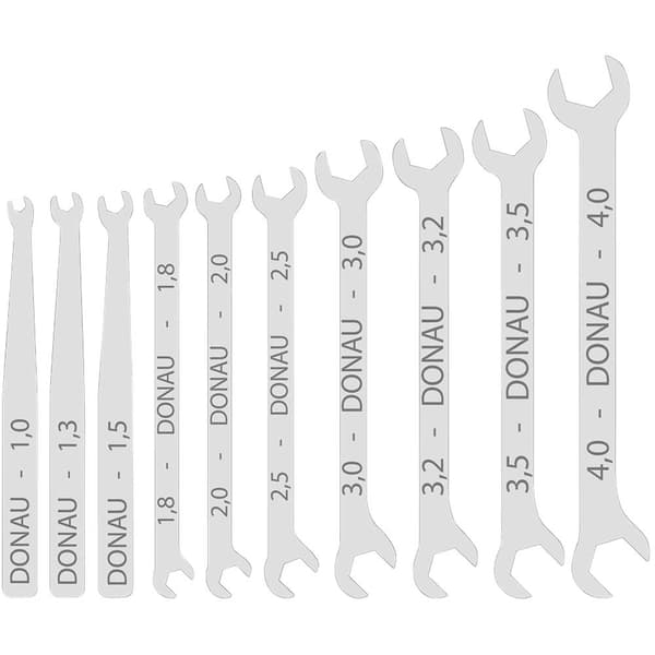 Donau Elektronik 980-SET Micro-Maulschlüssel-Set 10-tlg. 1-4 mm Micro-skiftnyckel 10 delar Nyckelvidd (Metrisk) (för ti