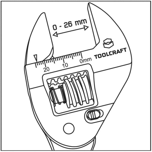 TOOLCRAFT TO-7165959 Skiftnyckel med spärrskaftsfunktion Nyckelvidd (Metrisk) (för titel) 0 - 26 mm