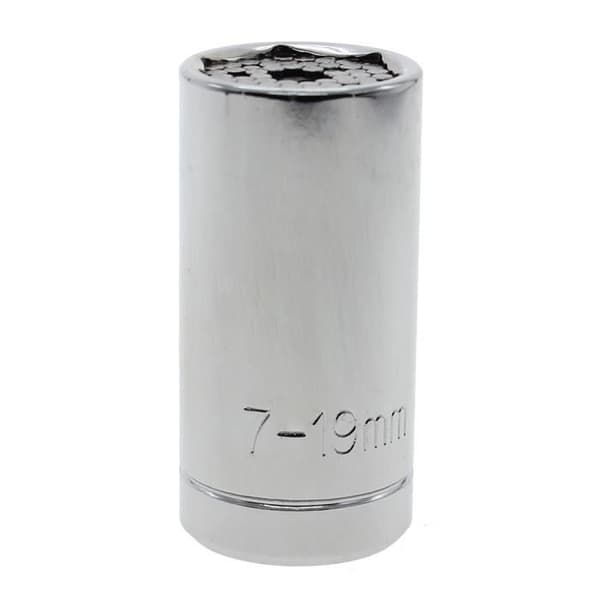 Handverktygsadapter - Universal - 2 st/set - 25 mm sockel - Kompatibel 7-19 mm - Polerad krom