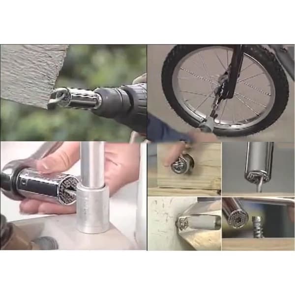 Handverktygsadapter - Universal - 2 st/set - 25 mm sockel - Kompatibel 7-19 mm - Polerad krom