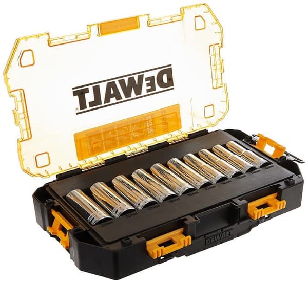 Spärrnyckel - hylsnyckel - momentnyckel Dewalt - DWMT73815 - Set med 10 metriska hylsor, 1/2" drivning ()