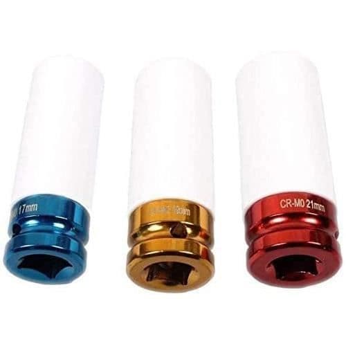 3-delad 1/2 tums slagnyckelsocket set med skyddshylsor Krom Molybden stålhylsor 17/19/21 mm