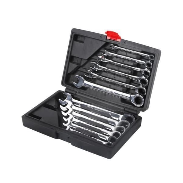 12 ST Kombinationssats Kombinationsspärrnyckelsats 8-19 mm metrisk tand platt nyckel - Vändbar kombinationsnyckelverktyg