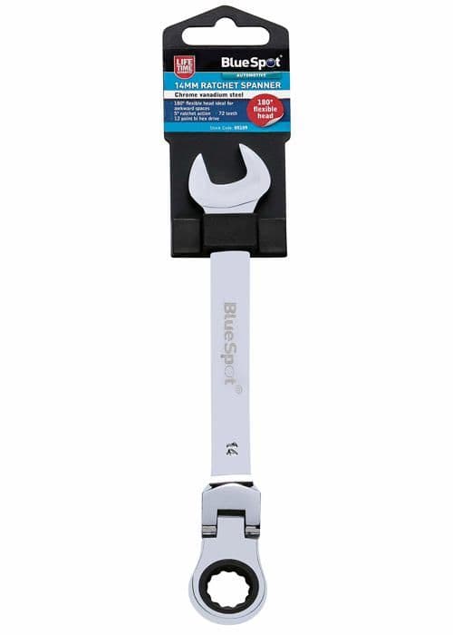 Spärrnyckel - Hylsnyckel - momentnyckel Blue spot tools - 05109 - Blue Spot Spärrnyckel med flexibelt huvud (180)