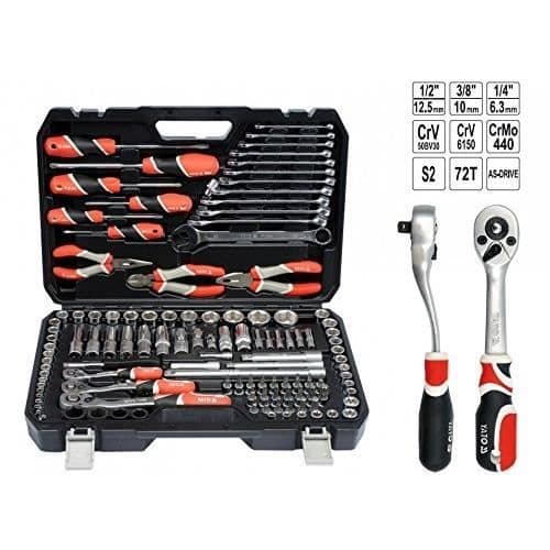Hylsnyckelsats - YATO - YT-38881 - 129PCS - Krom-vanadinstål - Halkfria handtag