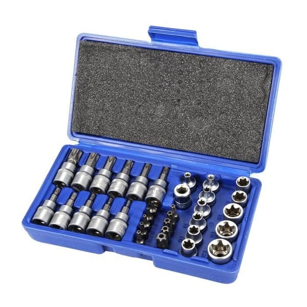 34 delar Torx Innentorx Mutter Set Hylsnyckel Tool T-Profil Bit Set