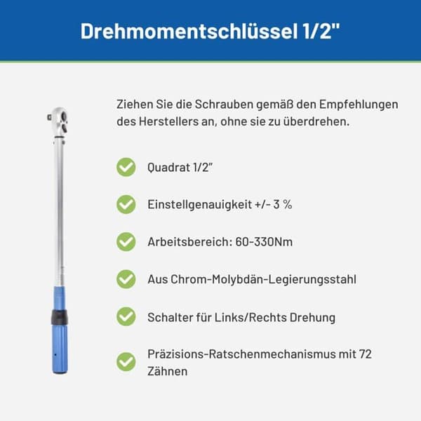 Högert technik - HT1W714 - Hogert Technik - Momentnyckel 1/2 I 60-330Nm I med spärrmekanism I i legerat stål I