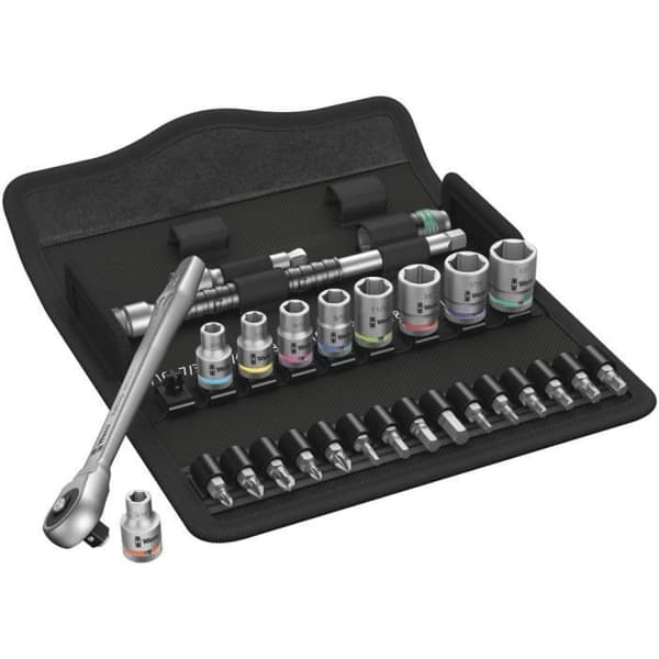 Spärrsats - Wera - 8100 SA 10 - 28 delar - Metall - Robusta textilöverdrag
