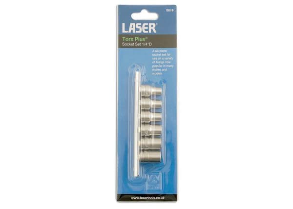 Spärrnyckel - hylsnyckel - momentnyckel Laser - 5616 - 1/4 ''D'TorxPlus hylssats 6 delar