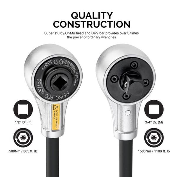 Neiko Pro - 03715B - Neiko Torque Multiplier 1/2" Power Wrench, Cr-Mo/Cr-va stål | 1100 fot-pund