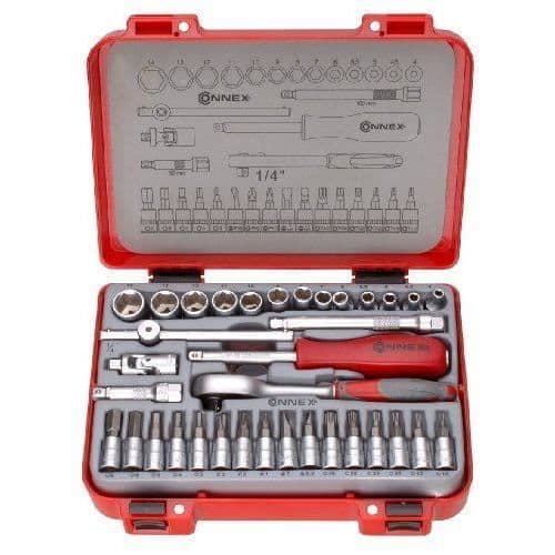 Nyckelset med hylsor - Connex - COX580235 - 35 delar - Kromvanadiumstål - 1/4"