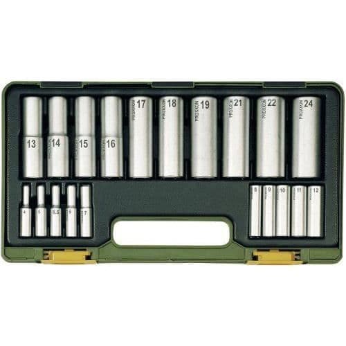 Proxxon 23292 20 delar 1/2" och 1/4" extra lång hylsnyckelsats