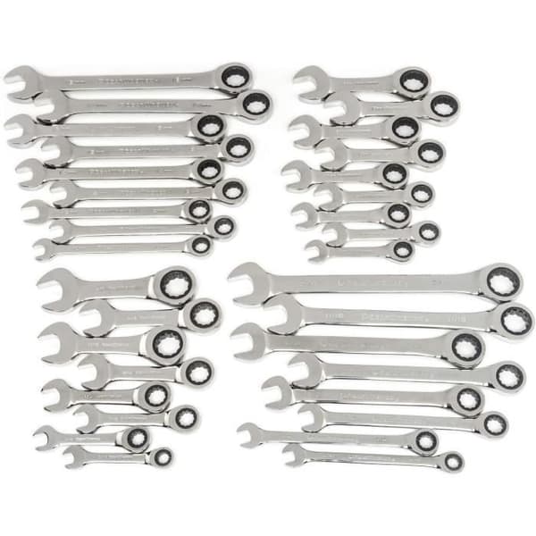 Kombinerade hylsnycklar - GEARWRENCH - 85034 - 34 delar - 5 graders vinkel - Tunn huvud