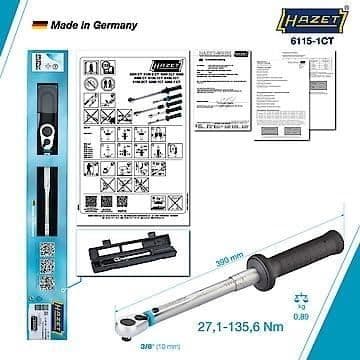 Clé dynamométrique HAZET 6115-1CT massiv fyrkant 10 mm