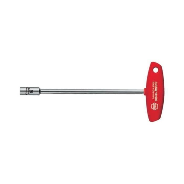 Nyckel för hylsa - Wiha - 10 x 125 mm - Krom-vanadium stål - T-handtag - Inre hål