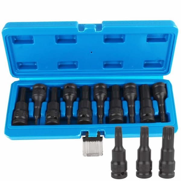 Krattskruvnyckel - dornnyckel - momentnyckel Tecpo - 300855 - Sats med Torx-hylsor T20-T70 1/2"