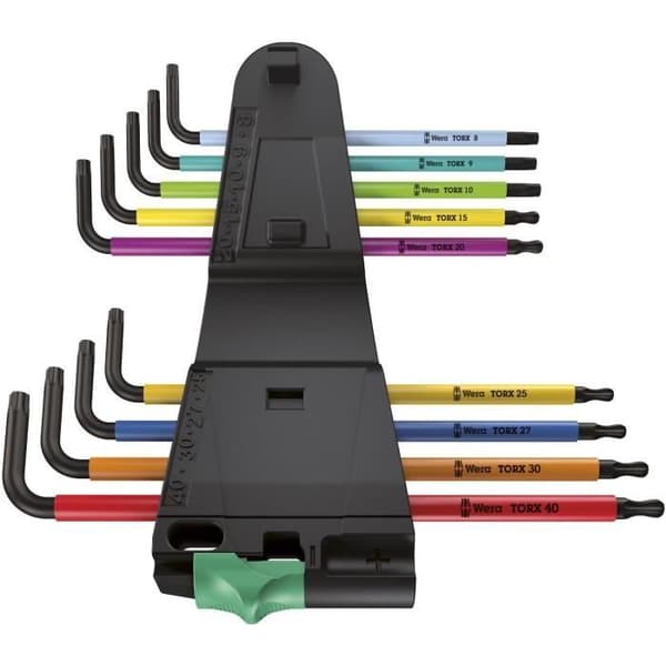 Torx hannycklar - WERA - Flerfärgad - Set med 9 delar - Mantlad kropp - Integrerad magnetiserare