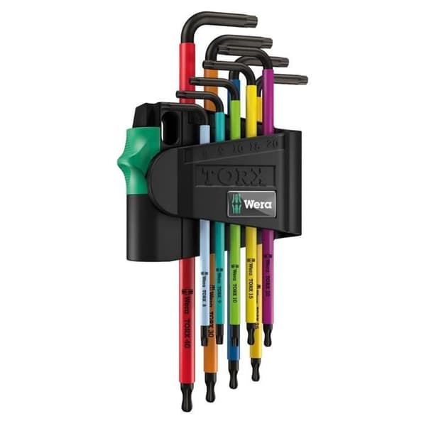 Torx hannycklar - WERA - Flerfärgad - Set med 9 delar - Mantlad kropp - Integrerad magnetiserare