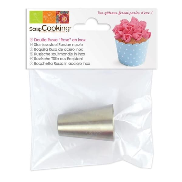 Bakverksmunstycke - SCRAPCOOKING - Rosa - Rostfritt stål - Ø 1,8 x Ø 3 x H 4 cm - Lätt att rengöra