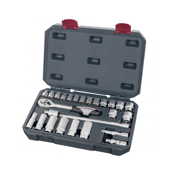 Hylssats - KRAFTWERK - Basic-Line 3/8" - 26 st - Vändbar spärr 45 tänder - Sockel 6 till 22mm