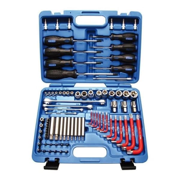 Verktygssortiment 6,3 mm (1/4") + 12,5 mm (1/2") E-profil/T-profil (för Torx) 84 st.