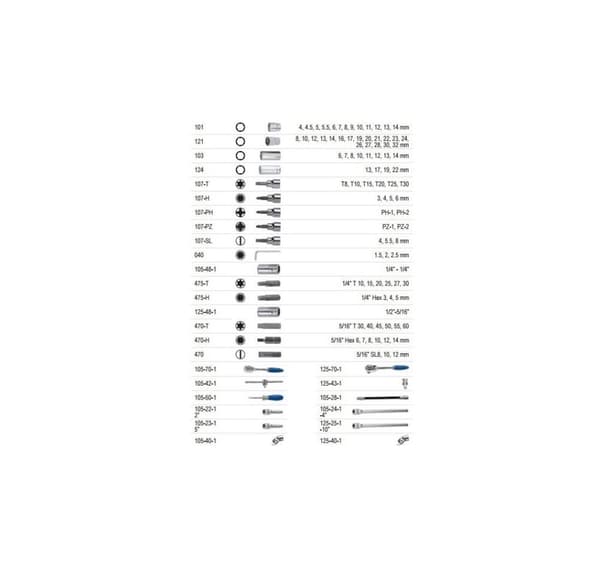 Hylsor 4-32mm och bits set 1/4" och 1/2" 101 st Irimo