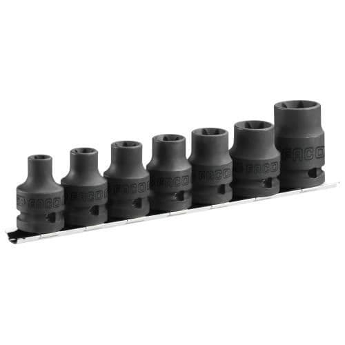 Torx påverkan nyckelset - FACOM - NSTX.J7 - 7 delar - 1/2" - Rack ingår
