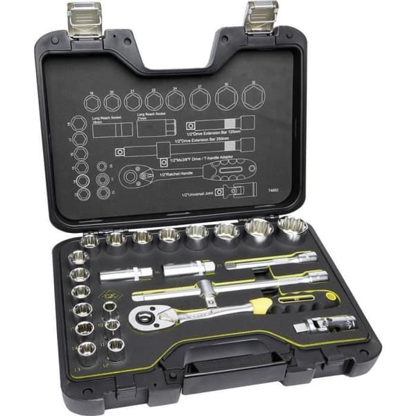 Hylsnyckelset - C.K - T4662 - 24 delar - Vit färg - 1/2 tum