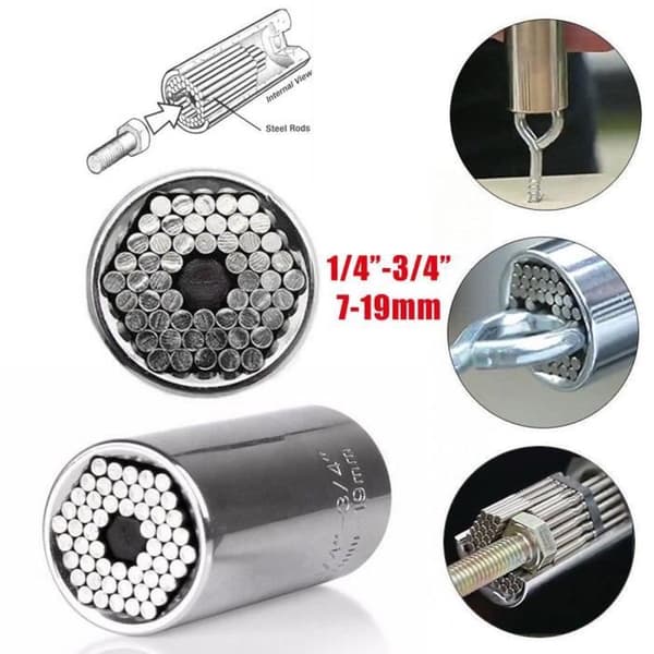 Spärrnyckelhylsa - Silver - Borradapter - 7-19mm - Höghastighetsstål - 26x52mm