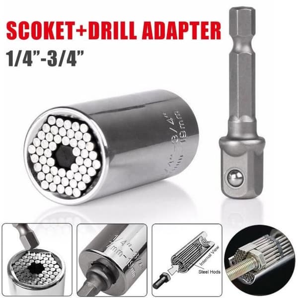 Spärrnyckelhylsa - Silver - Borradapter - 7-19mm - Höghastighetsstål - 26x52mm