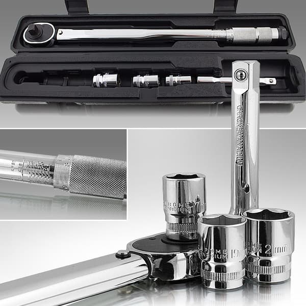 Momenttiavain ja r�ikk� 1/2" + hylsyt 17 19 21 mm