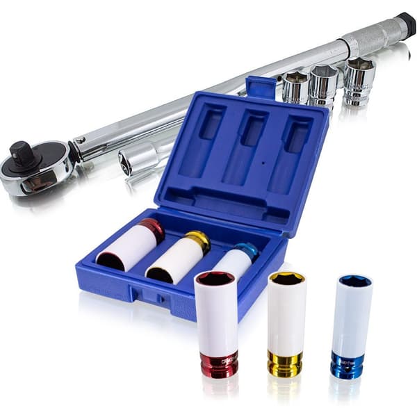Momenttiavain ja r�ikk� 1/2" + hylsyt 17 19 21 mm