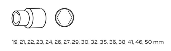 3/4" topnøgler, sæt med 21 stk.