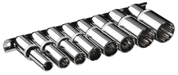 Spline fatninger 1/2", lange, sæt med 8 stk.