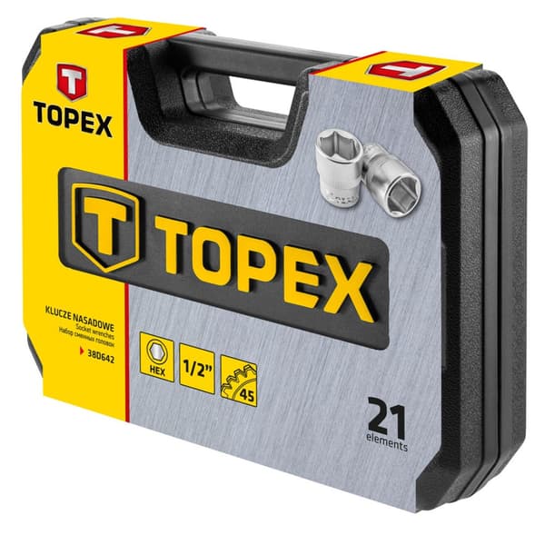 1/2" topnøgler, sæt med 21 stk.
