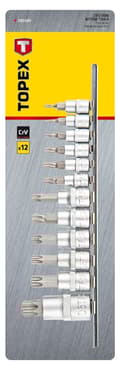 Miniatyrbillede 2 af 2: Torx bits med 1/4, 3/8, 1/2" fatning, sæt med 12 stk.