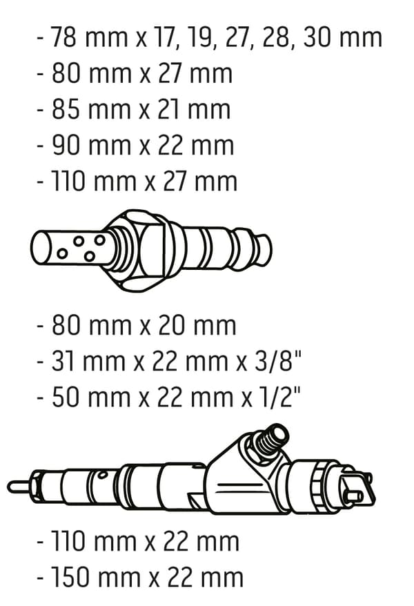 Lambda-anturi ja ruiskutuskannat - 14 kpl sarja.