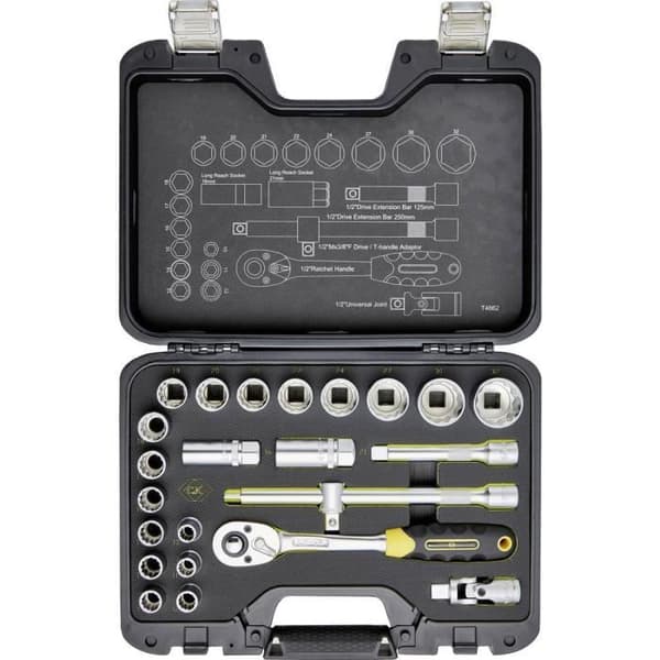 Hylsnyckelset - C.K - T4662 - 24 delar - Vit färg - 1/2 tum