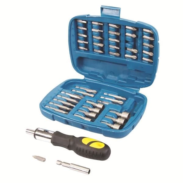 SILVERLINE Set med 45 spärrskruvmejslar med hylsor och bits