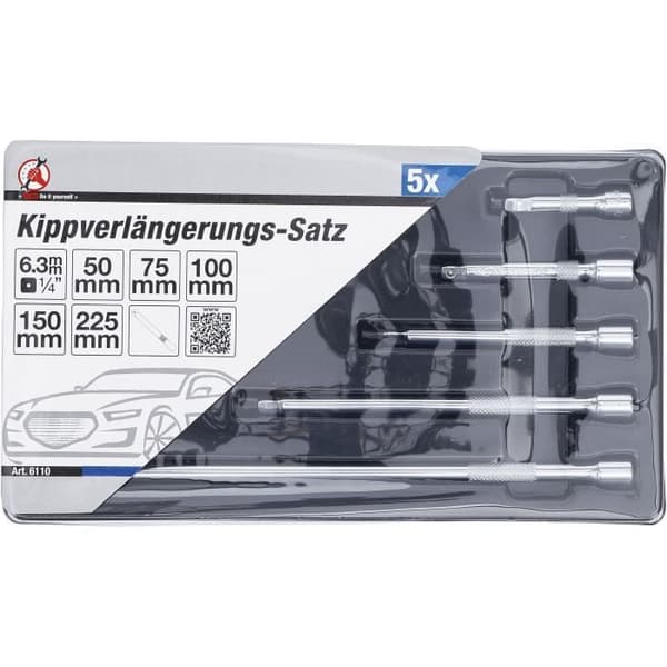 Set med 5 lutande förlängningar 6,3 mm (1/4") 50 - 75 - 100 - 150 - 225 mm BGS