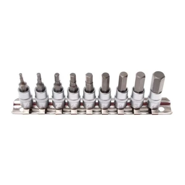 Bits hylsa set 6,3 mm (1/4") invändig sexkant tum 9 delar