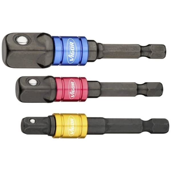 Vigor V7603/3 Socket Adapter Set Framdrivning 1/4 (6,3 mm) Uttag 1/4 (6,3 mm), 3/8 (10 mm), 1/2 (12,5 mm) 1 set