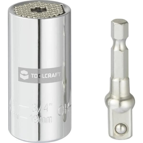 Bitshylsa - TOOLCRAFT - TO-7273935 - Universalhylsa - 7 mm till 19 mm - Svart