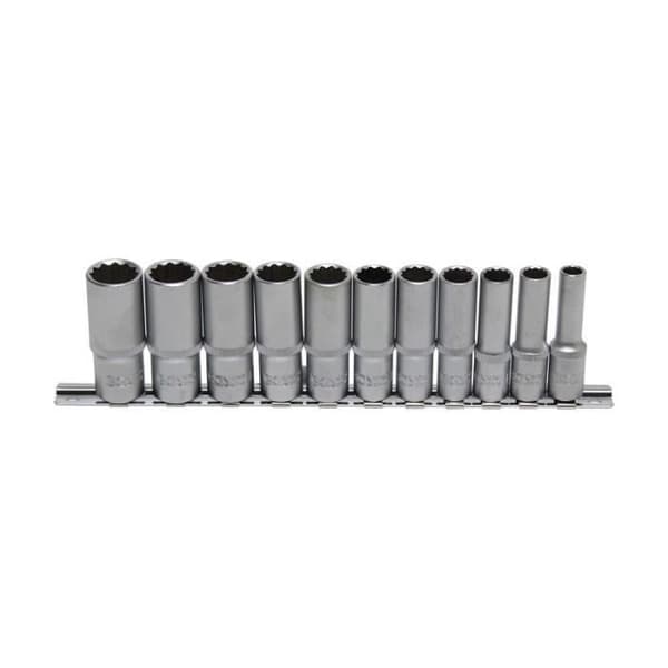 Hylssats, tolv punkt, djup 10 mm (3/8") 11 stycken