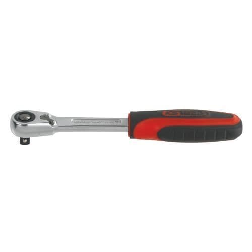 KS TOOLS Ultimate vändbar spärrhake - Extra platt huvud - 1/4 tum - 140 mm - 920.1400